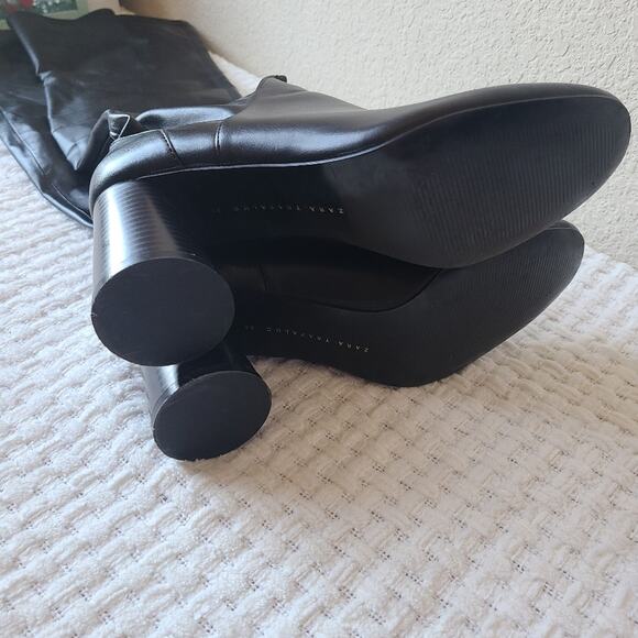 ZARA Black Faux Leather Boots Women's Size EU 38 US Size 7.5 - Picture 6 of 10